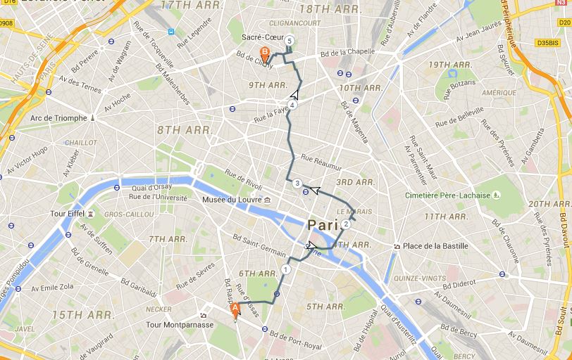 Walkable Route in Paris Day 2